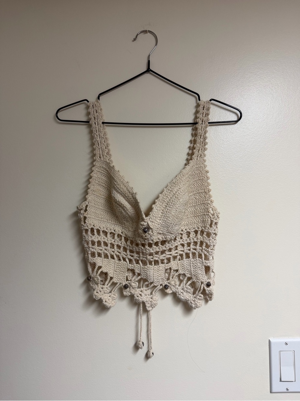 Boho Knit Crochet Cropped Tank Top